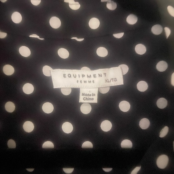 EQUIPMENT - SLIM SIGNATURE SILK SHIRT, XL, NWT - polka dots - Picture 6 of 9